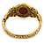 Vintage Inspired Citrine Crystal Cameo Hinged Bangle Bracelet In Burnt Gold Tone - 19cm L - view 5
