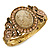 Vintage Inspired Citrine Crystal Cameo Hinged Bangle Bracelet In Burnt Gold Tone - 19cm L - view 3