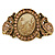 Vintage Inspired Citrine Crystal Cameo Hinged Bangle Bracelet In Burnt Gold Tone - 19cm L - view 7