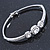 Silver Tone, Crystal Triple Circle Bangle Bracelet - 18cm L - view 7