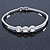 Silver Tone, Crystal Triple Flower Bangle Bracelet - 18cm L - view 3