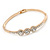 Gold Tone, Crystal Triple Flower Bangle Bracelet - 18cm L - view 6