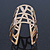 Wide Geometric Egyptian Style Cuff Bangle In Gold Tone - 9cm Width - view 2