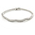 Silver Tone, Crystal Wavy Bangle Bracelet - 18cm L
