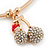 Gold Tone Slip-On Cuff Bracelet With A Crystal Double Cherry Charm - 18cm L - view 5