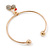 Gold Tone Slip-On Cuff Bracelet With A Crystal Double Cherry Charm - 18cm L - view 4