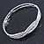 Clear Crystal 'Plaited' Bangle Bracelet In Silver Tone - 18cm L - view 7