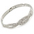 Clear Crystal 'Plaited' Bangle Bracelet In Silver Tone - 18cm L - view 8