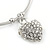 Silver Tone Slip-On Cuff Bracelet With A Crystal Heart Charm - 18cm L - view 3