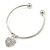 Silver Tone Slip-On Cuff Bracelet With A Crystal Heart Charm - 18cm L - view 6