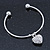 Silver Tone Slip-On Cuff Bracelet With A Crystal Heart Charm - 18cm L - view 4