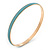 Thin Pale Blue Enamel Bangle Bracelet In Gold Plating - 19cm L