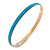 Thin Blue Enamel Bangle Bracelet In Gold Plating - 19cm L