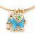 Gold Tone Slip-On Cuff Bracelet With A Light Blue Enamel Elephant Charm - 19cm L - view 2