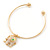 Gold Tone Slip-On Cuff Bracelet With A White Enamel Elephant Charm - 19cm L - view 5