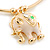 Gold Tone Slip-On Cuff Bracelet With A White Enamel Elephant Charm - 19cm L - view 4
