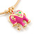 Gold Tone Slip-On Cuff Bracelet With A Deep Pink Enamel Elephant Charm - 19cm L - view 5