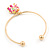 Gold Tone Slip-On Cuff Bracelet With A Deep Pink Enamel Elephant Charm - 19cm L - view 6