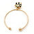Gold Tone Slip-On Cuff Bracelet With A Black Enamel Elephant Charm - 19cm L - view 6
