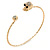 Crystal Skull Thin,Twisted, Gold Plated Cuff Bracelet - Adjustable