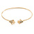 'Two Hands' Crystal Thin Gold Plated Bangle Bracelet - Adjustable - view 3