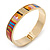 Multicoloured Enamel Hinged Bracelet Bangle In Gold Plating - 18cm L - view 8