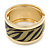 Wide 'Zebra Print' Hinged Bangle Bracelet In Gold Plating (Olive/ Black) - 18cm L - view 6