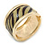Wide 'Zebra Print' Hinged Bangle Bracelet In Gold Plating (Olive/ Black) - 18cm L - view 3