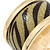 Wide 'Zebra Print' Hinged Bangle Bracelet In Gold Plating (Olive/ Black) - 18cm L - view 4