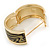 Wide 'Zebra Print' Hinged Bangle Bracelet In Gold Plating (Olive/ Black) - 18cm L - view 5
