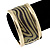 Wide 'Zebra Print' Hinged Bangle Bracelet In Gold Plating (Olive/ Black) - 18cm L - view 9