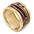Wide 'Zebra Print' Hinged Bangle Bracelet In Gold Plating (Beige/ Black) - 18cm L - view 9