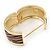 Wide 'Zebra Print' Hinged Bangle Bracelet In Gold Plating (Beige/ Black) - 18cm L - view 4