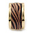 Wide 'Zebra Print' Hinged Bangle Bracelet In Gold Plating (Beige/ Black) - 18cm L - view 7