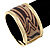 Wide 'Zebra Print' Hinged Bangle Bracelet In Gold Plating (Beige/ Black) - 18cm L - view 6