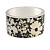 Vintage Inspired Wide Black/ White Floral Print Hinged Bangle Bracelet In Silver Tone - 19cm L - view 7