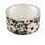 Vintage Inspired Wide Black/ White Floral Print Hinged Bangle Bracelet In Silver Tone - 19cm L - view 8