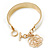 White Enamel Bangle Bracelet With Rose Charm and T-Bar Closure In Gold Plating - 19cm L - view 4