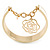 White Enamel Bangle Bracelet With Rose Charm and T-Bar Closure In Gold Plating - 19cm L - view 6