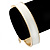 White Enamel Bangle Bracelet With Rose Charm and T-Bar Closure In Gold Plating - 19cm L - view 7