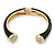 Black Enamel, Crystal Hinged Cuff Bangle Bracelet In Gold Plated Metal - 19cm L - view 2