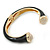 Black Enamel, Crystal Hinged Cuff Bangle Bracelet In Gold Plated Metal - 19cm L - view 8