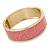 Pink Leather Style Snake Print Magnetic Bangle Bracelet In Gold Plating - 19cm L - view 7
