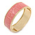Pink Leather Style Snake Print Magnetic Bangle Bracelet In Gold Plating - 19cm L