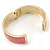 Pink Leather Style Snake Print Magnetic Bangle Bracelet In Gold Plating - 19cm L - view 4