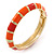 Bright Orange Enamel Hinged Bangle Bracelet In Gold Plating - 19cm L