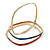 Set Of 3 White/ Red/ Blue Enamel Square Slip-On Bangle In Gold Plating - 19cm Length - view 6