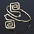 Polished Gold Tone Swirl Squares Upper Arm, Armlet Bracelet - 27cm L - Adjustable - view 7