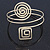 Polished Gold Tone Swirl Cirle and Square Motif Upper Arm, Armlet Bracelet - 27cm L - view 7