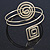 Polished Gold Tone Swirl Cirle and Square Motif Upper Arm, Armlet Bracelet - 27cm L - view 8
